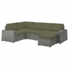 Доставка из Польши SOLLERON 4-местный модульный угловой диван для сада с пуфом темно-серый/Froson/Дувхольмен темно-бежево-зеленый ИКЕА-49413706, ЕВРОИ
