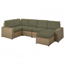 Доставка из Польши SOLLERON 4-местный модульный угловой диван для улицы с пуфом коричневый/Froson/Дувхольмен темно-бежево-зеленый ИКЕА-39413702, ЕВРОИ
