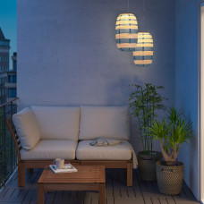 Доставка из Польши ⭐⭐⭐⭐⭐ SOLVINDEN lampa wiszaca na energie slon. LED, zewnetrzne owal/niebieski paski, 43 cm,ИКЕА-00515773, Евро Икеа Калининград