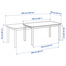 Доставка из Польши ⭐⭐⭐⭐⭐ STRANDTORP / LUSTEBO stol i 6 krzesel, bialy chrom/Viarp bez/braz, 150/260 cm,ИКЕА-09523504, Евро Икеа Калининград