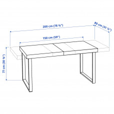 Доставка из Польши ⭐⭐⭐⭐⭐ TARSELE Раздвижной стол, дуб/черный шпон, 150/200x80 cm,ИКЕА-10468422, Евро Икеа Калининград