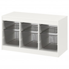 Доставка из Польши TROFAST regal z pojemnikami, bialy/ciemnoszary, 99x44x56 cm ИКЕА-29479835, ЕВРОИКЕА Калининград