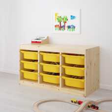 Доставка из Польши ⭐⭐⭐⭐⭐ TROFAST regal z pojemnikami, jasna sosna bejcowana na bialo/zolty, 93x44x52 cm,ИКЕА-39240867, Евро Икеа Калининград