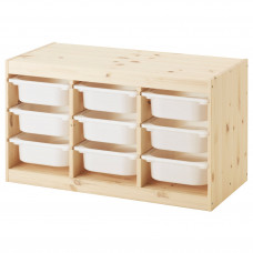 Доставка из Польши TROFAST regal z pojemnikami, jasna sosna bejcowana na bialo/bialy, 93x44x52 cm ИКЕА-79102958, ЕВРОИКЕА Калининград