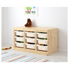 Доставка из Польши ⭐⭐⭐⭐⭐ TROFAST regal z pojemnikami, jasna sosna bejcowana na bialo/bialy, 93x44x52 cm,ИКЕА-79102958, Евро Икеа Калининград