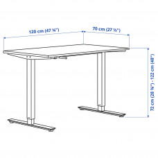 Доставка из Польши ⭐⭐⭐⭐⭐ TROTTEN biurko z regulacja wysokosci, bialy/antracyt, 120x70 cm,ИКЕА-39429581, Евро Икеа Калининград