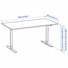 Доставка из Польши ⭐⭐⭐⭐⭐ TROTTEN biurko z regulacja wysokosci, bialy/antracyt, 160x80 cm,ИКЕА-59429599, Евро Икеа Калининград