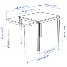 ⭐⭐⭐⭐⭐ VANGSTA Стол развернутый, белый, 80/120x70 cm,IKEA-00375126, Евро Икеа Калининград