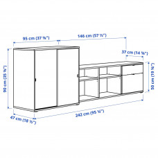 Доставка из Польши ⭐⭐⭐⭐⭐ VIHALS TV/kombinacja regalowa, ciemnoszary, 242x37x90 cm,ИКЕА-09521072, Евро Икеа Калининград