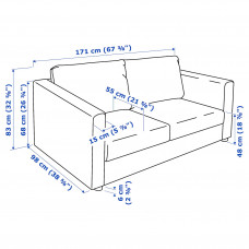 Доставка из Польши ⭐⭐⭐⭐⭐ VIMLE sofa 2-osobowa, Saxemara czarnoniebieski,ИКЕА-69399016, Евро Икеа Калининград