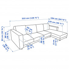 Доставка из Польши ⭐⭐⭐⭐⭐ VIMLE sofa 4-osobowa z szezlongiem, Hallarp szary,ИКЕА-89399510, Евро Икеа Калининград
