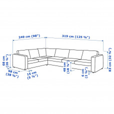 Доставка из Польши ⭐⭐⭐⭐⭐ VIMLE sofa narozna 5-osobowa, Gunnared srednioszary,ИКЕА-59399578, Евро Икеа Калининград