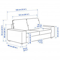 Доставка из Польши ⭐⭐⭐⭐⭐ VIMLE sofa 2-osobowa, z szerokimi podlokietnikami/Saxemara czarnoniebieski,ИКЕА-39400554, Евро Икеа Калининград