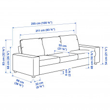 Доставка из Польши ⭐⭐⭐⭐⭐ VIMLE sofa 3-osobowa, z szerokimi podlokietnikami/Hallarp szary,ИКЕА-99401433, Евро Икеа Калининград