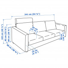 Доставка из Польши ⭐⭐⭐⭐⭐ VIMLE sofa 3-osobowa, z zaglowkiem/Hallarp bezowy,ИКЕА-89399039, Евро Икеа Калининград