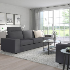 Доставка из Польши ⭐⭐⭐⭐⭐ VIMLE sofa 3-osobowa, z zaglowkiem z szerokimi podlokietnikami/Hallarp szary,ИКЕА-79401429, Евро Икеа Калининград