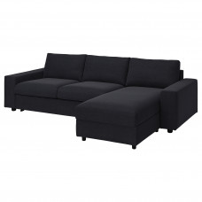 Доставка из Польши ⭐⭐⭐⭐⭐ VIMLE Sofa 3-osobowa z szezlongiem, Z szerokimi podlokietnikami/Saxemara czarnoniebieski,ИКЕА-79419052, Евро Икеа Калининград