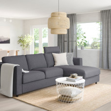 Доставка из Польши ⭐⭐⭐⭐⭐ VIMLE sofa 3-osobowa z szezlongiem, z zaglowkiem/Gunnared srednioszary,ИКЕА-59399106, Евро Икеа Калининград