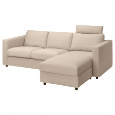 Доставка из Польши VIMLE sofa 3-osobowa z szezlongiem, z zaglowkiem/Hallarp bezowy ИКЕА-49399121, ЕВРОИКЕА Калининград