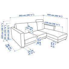 Доставка из Польши ⭐⭐⭐⭐⭐ VIMLE sofa 3-osobowa z szezlongiem, z zaglowkiem Saxemara/jasnoniebieski,ИКЕА-99399133, Евро Икеа Калининград