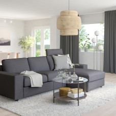 Доставка из Польши ⭐⭐⭐⭐⭐ VIMLE sofa 3-osobowa z szezlongiem, z zaglowkiem z szerokimi podlokietnikami/Gunnared srednioszary,ИКЕА-69401298, Евро Икеа Калининград