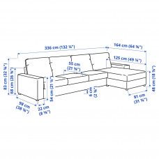 Доставка из Польши ⭐⭐⭐⭐⭐ VIMLE sofa 4-osobowa z szezlongiem, z szerokimi podlokietnikami/Gunnared srednioszary,ИКЕА-29401766, Евро Икеа Калининград