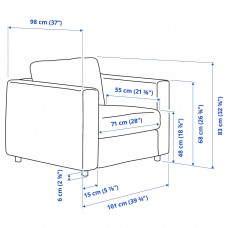 Доставка из Польши ⭐⭐⭐⭐⭐ VIMLE fotel, Hallarp szary,ИКЕА-99477159, Евро Икеа Калининград