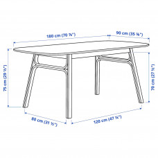 Доставка из Польши ⭐⭐⭐⭐⭐ VOXLOV / ODGER stol i 4 krzesla, bambus/antracyt, 180x90 cm,ИКЕА-49388679, Евро Икеа Калининград